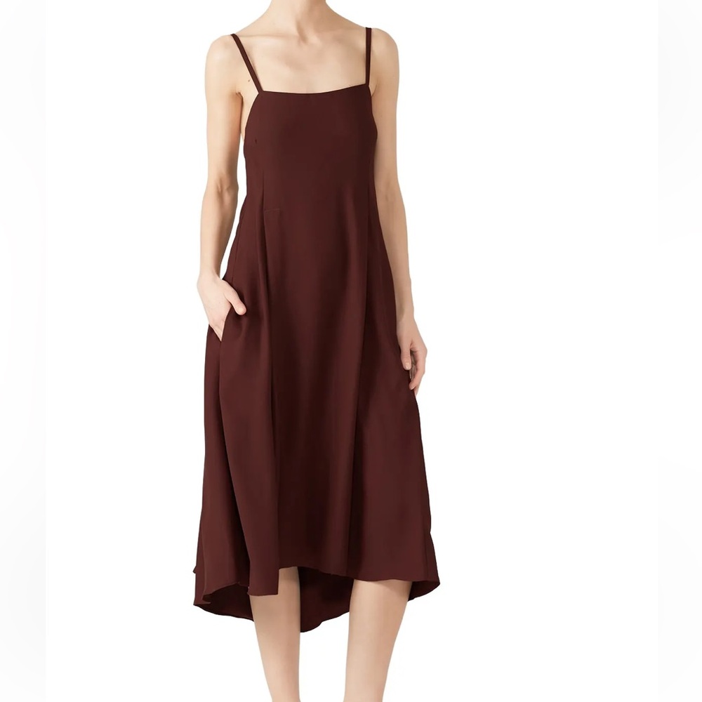 Vince Strappy Slip Dress with Pockets Size Medium Chocolate Brown